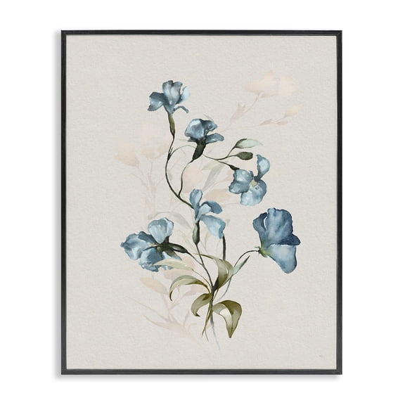 Stupell Industries Blue Flower Herbs Floral Painting Black Framed Art Print Wall Art, 11 x 14