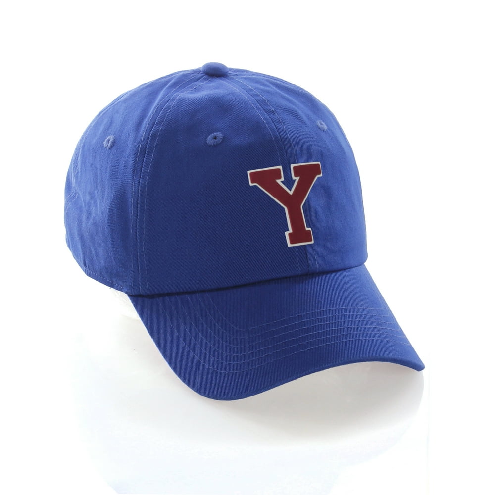 Custom Hat A to Z Initial Letters Classic Baseball Cap, Blue Hat White
