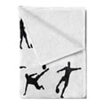thumbnail image 2 of Soccer Soft Flannel Fleece Throw Blanket, Football Player Silhouettes Goalkeeper Striker Shooting Heading Volleying Saving, Cozy Plush for Indoor and Outdoor Use, 70" x 90", Black White, by Ambesonne, 2 of 5