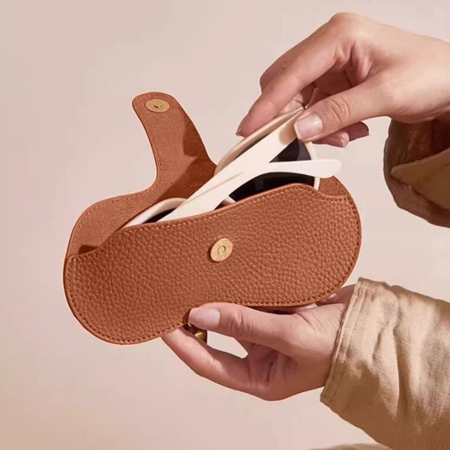 Ohmyroo Portable Eyeglasses Hard Case Leather Protective Sunglass Pouch With Clip For Commute Travel Assorted Colors 8.3 Inch