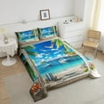 thumbnail image 4 of Erosebridal Ensemble de Literie Feuilles Tropicales Simple, Couette Plage Mer, Décoration de Chambre d'Ado, Réversible, Léger, 2 Pcs, 4 of 8
