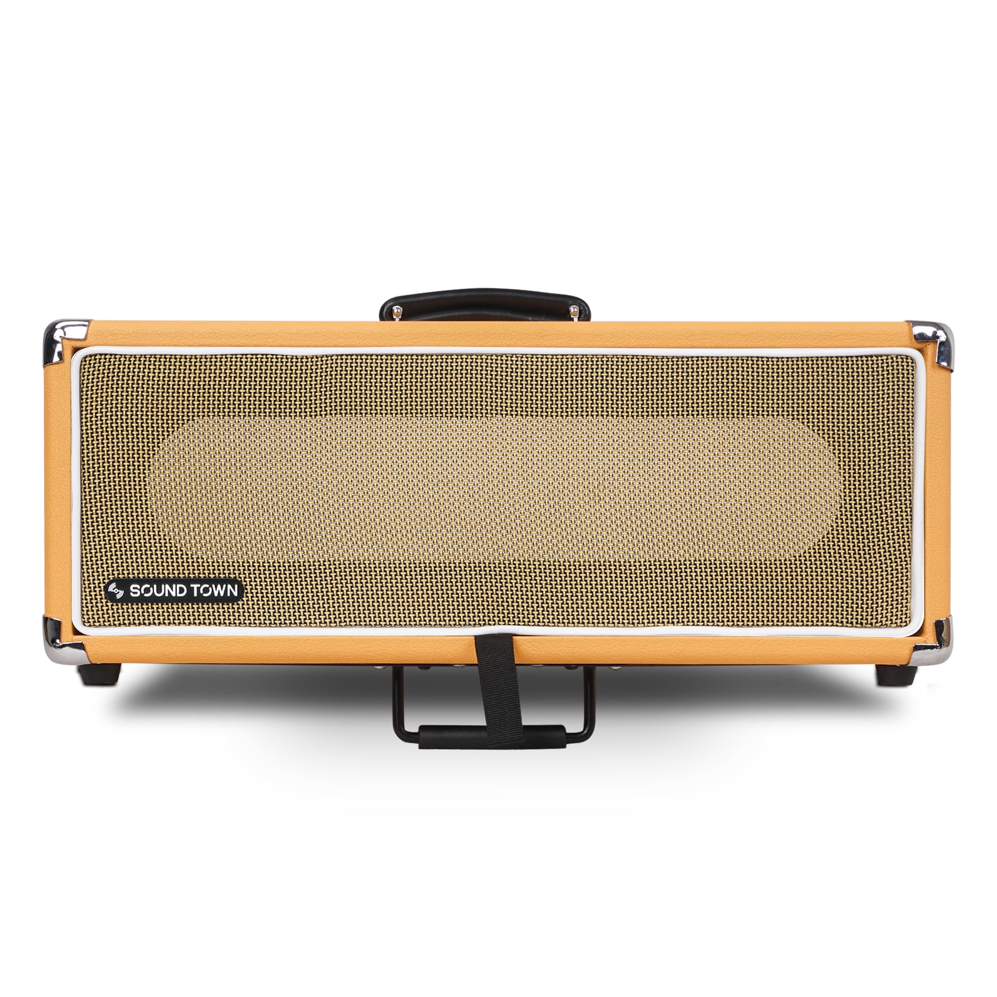 Sound Town Vintage 3U Amp Rack Case, 12.5" Depth with Rubber Feet, Dust Cover, Kickstand, Orange (STVRC-3OR)