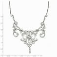 thumbnail image 2 of 925 Sterling Silver Fancy Lobster Closure CZ Cubic Zirconia Simulated Diamond Fancy Scroll With 2in ext Necklace 17 Inch, 2 of 3