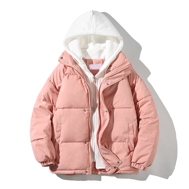 Chaqueta acolchada de algodón con capucha falsa de dos piezas para hombre, calidez gruesa, chaqueta acolchada de algodón personalizada, estilo neutro Pompotops oipoqjl20829