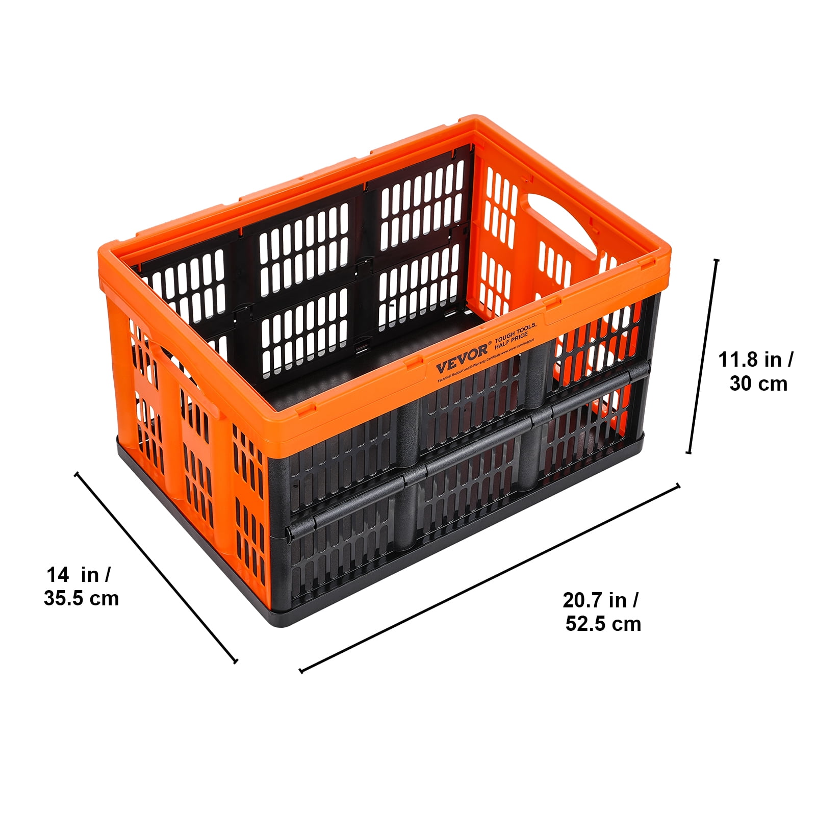 VEVOR Plastic Collapsible Storage Basket, 45L 3 Packs, Folding Stackable Storage Containers/Bins with Handles, Large Heavy Duty Containers for Clothes, Toys, Books,Snack, Shoes and Grocery Organizing