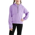thumbnail image 3 of LYHaoo Girls Hooded Jacket Full Zip Up Sweatshirt With Front Pockets Soft Warm Outerwear For Toddler Kids Winter Pullover Hoodies Sweatshirts for School Sizes 11-12 Years(Purple), 3 of 6
