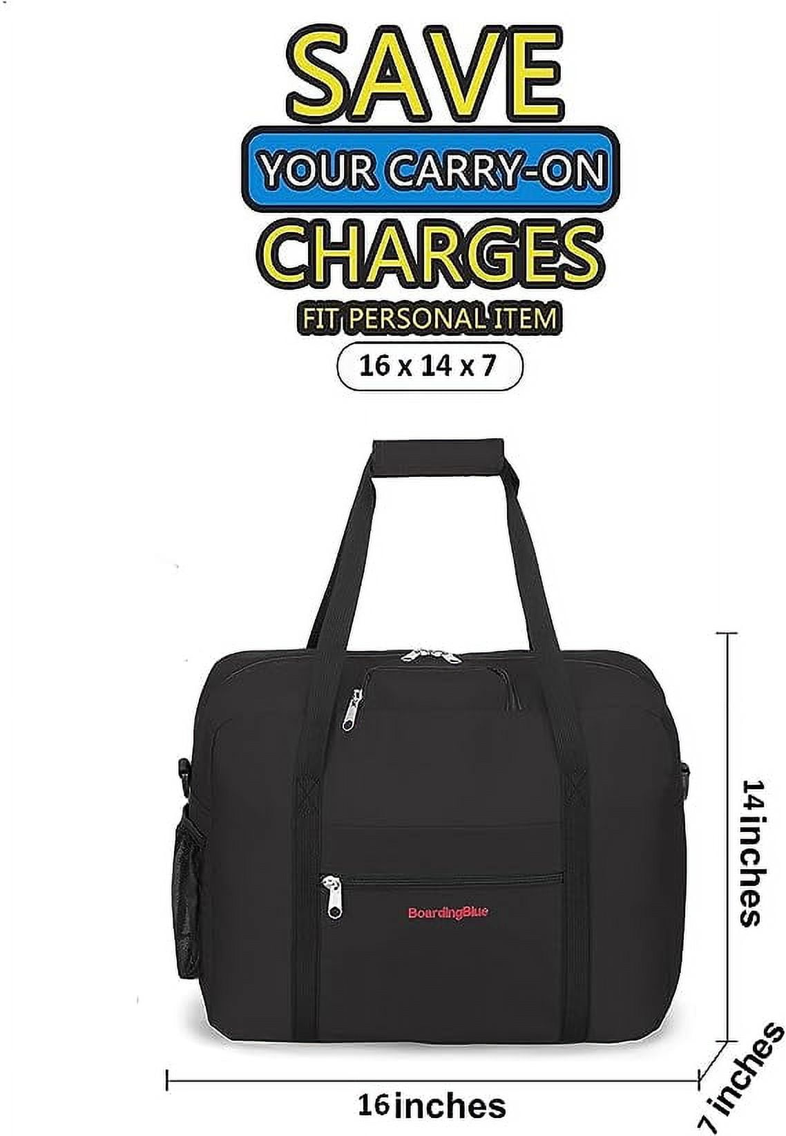 16" Personal Item Underseat Duffel Bag W Pillow for Allegiant Airlines - (Black)