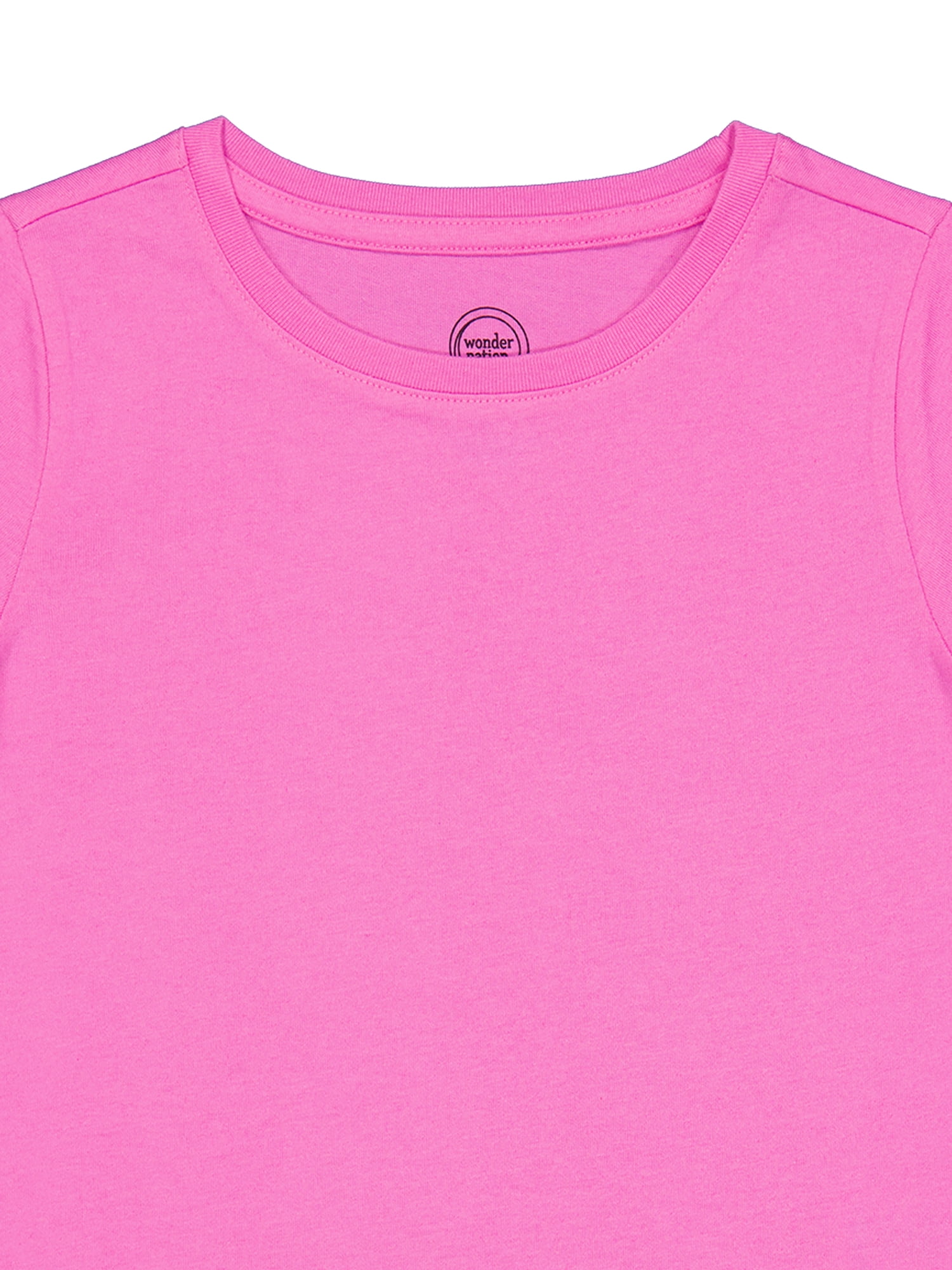 Wonder Nation Girls Kid Tough Tee with Short Sleeves, 3-Pack, Sizes 4-18 & Plus