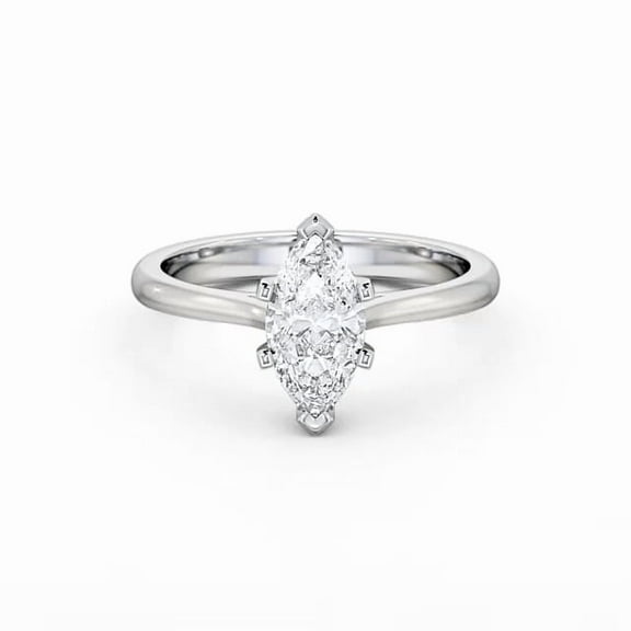 Spot Jewel 2 Ct VVS1 Marquise Cut Lab Created Diamond Ring – 14K White Gold Plated 6 Prong Solitaire Engagement Wedding Ring – Classic Keepsake for Her