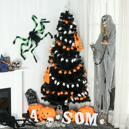 HOMCOM Artificial Tree Multi-Colored Pre-Lit Holiday Christmas Decoration