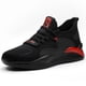 thumbnail image 3 of Zapatos de pies de punta de acero anti smash sneakers anti -apuñala para hombres mujeres (40) rojo negro, 3 of 9