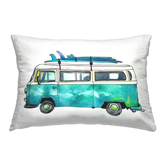 Stupell Industries Blue Summer Minibus Decorative Printed Throw Pillow, 14 x 20