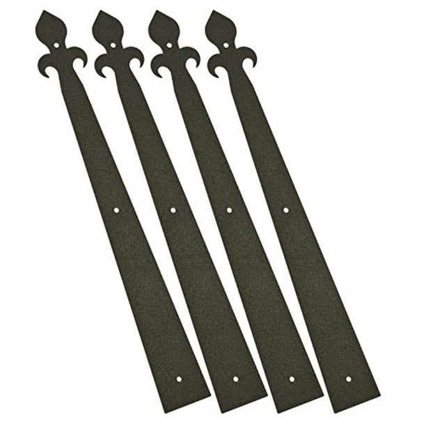 Black FleurdeLis Decorative Garage Strap Hinges (4Pack