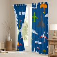 thumbnail image 4 of Airplane Window Curtains & Drapes Cartoon Aircraft Print Blackout Curtains 38"x45" Set of 2 Panels,Helicopter Flying Plane Curtains Navy Blue Window Treatments,Airplane Decor Room, 4 of 6