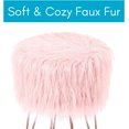 thumbnail image 3 of BirdRock Home Faux Fur Foot Stool Ottoman with Hair Pin Legs - Pink, 3 of 6