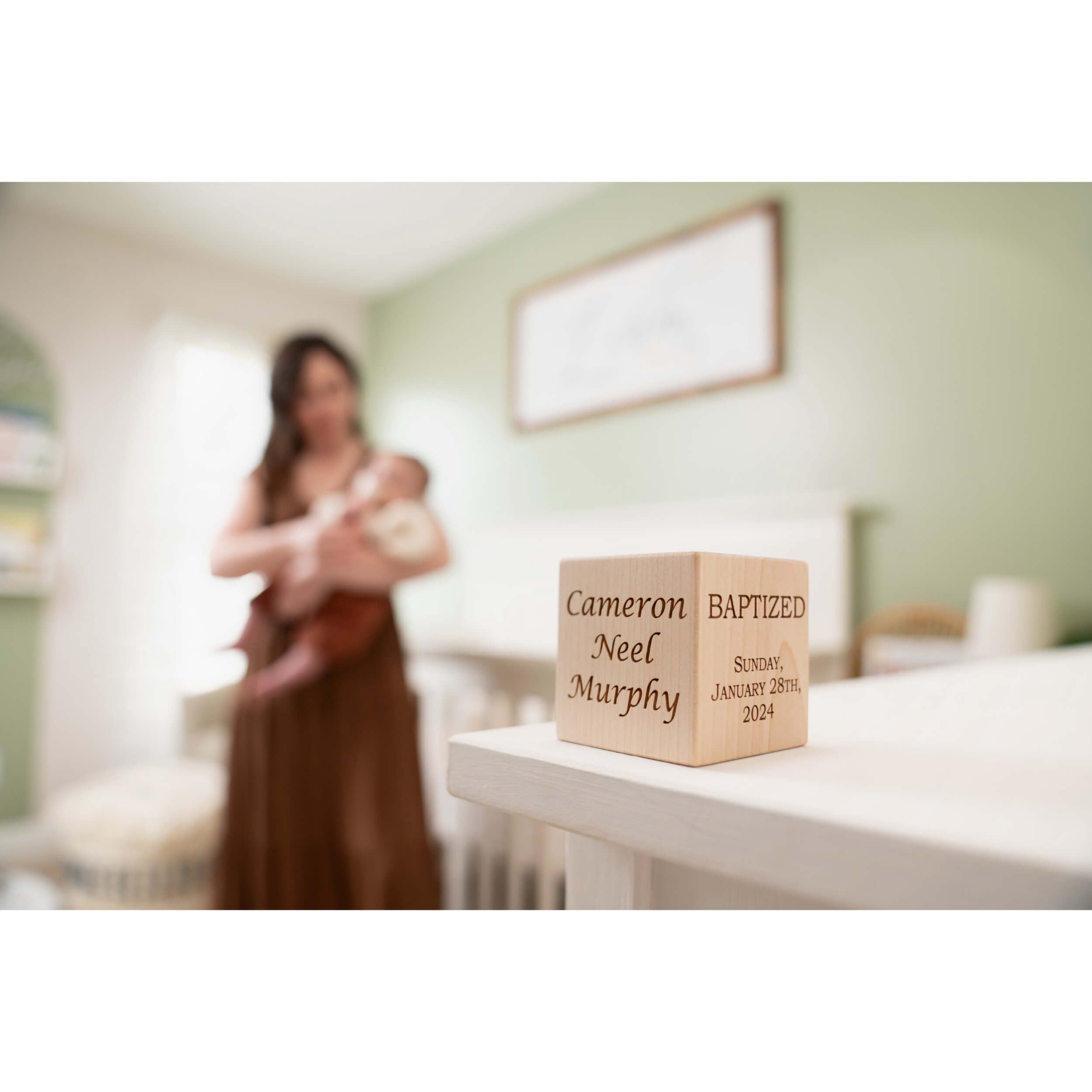Palmetto Wood Shop Personalized Baby Baptism, Dedication, Christening Gift, Solid Wood Block