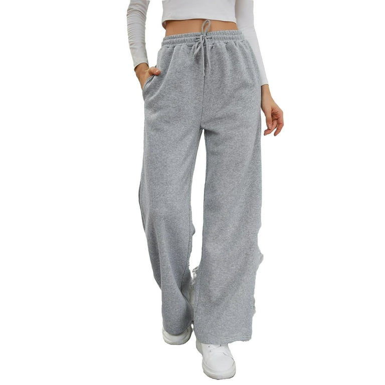 Women's Drawstring Sweatpants Wide Leg Workout Pants L