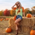 thumbnail image 4 of Textilo Halloween Print T-Shirt for Women Raglan Short Sleeve V-Neck Shirts Witch Graphic Tshirts Halloween Funny Spooky Season Vintage Tee Tops, 4 of 6