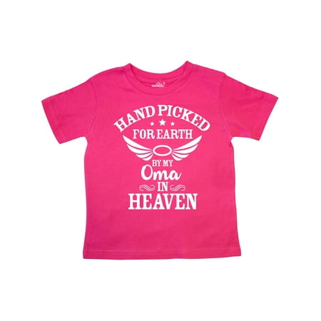 

Inktastic Handpicked for Earth By My Oma in Heaven with Angel Wings Gift Toddler Boy or Toddler Girl T-Shirt