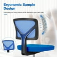 thumbnail image 4 of Armless Desk Chairs, Ergonomic Low Back Computer Chair No Arms, Adjustable Rolling Mesh Task Work Swivel Chairs with Wheels Work Vanity Chair for Small Spaces Home Bedroom Study, Blue, 4 of 14