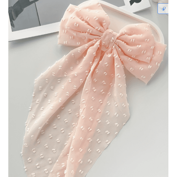 8pcs Chiffon Large Bows Hair Clips, French Barrettes Bow Hair Clips with Long Tail, Non Slip Spring Clip Hair Bows Grips Accessories for Women