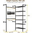 thumbnail image 2 of L2 Wall Mounted Closet System, Industrial Pipe Clothing Rack Clothes Racks with 2 Telescopic Rod & 6 Shelves, Heavy Duty Closet Organizers System in Wardrobe Closet, Black, 2 of 8