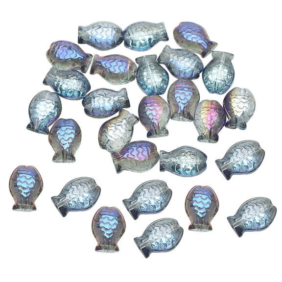 Pack of 30 Colorful Glass Beads Handmade Jewelry Accessory Fish Shape Glass Bead Handmade Bead Set for Jewelry