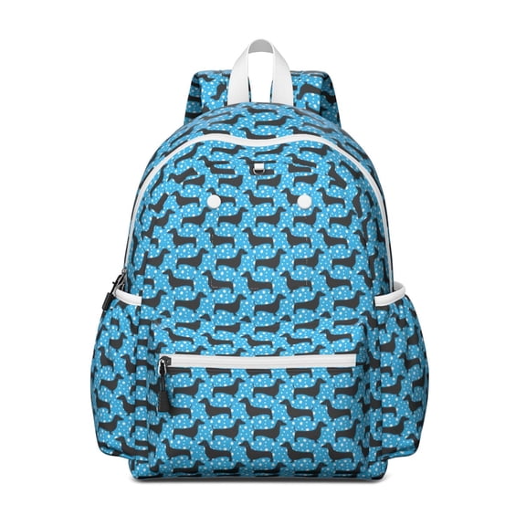 Blue Dachshunds Dog Backpack for School,Cute School Bag,Schoolbag with Adjustable Shoulder Straps & Padded Back,13.4"x11"x4.7"