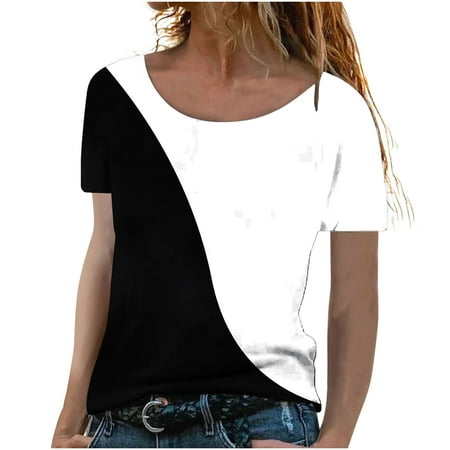 

Black Summer Corset Tops For Women Short Sleeve Cute Tops Casual Basic Crewneck Slim Fit T-Shirts Size XXL