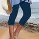 thumbnail image 5 of Pantalones de Yoga de Verano para Mujeres Pantalones de Gimnasio Ligeros de Cintura Alta de Color Sólido Capris, 5 of 6