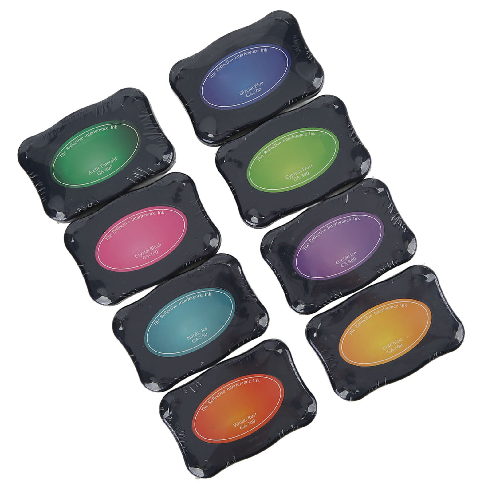 Suodoka 8 PCS Multicolor Reflective Interference Water-Based Stamp Ink Pad Set for Kids Fingerprint Art, DIY Handicrafts, Scrapbooking, and Card Making (9 x 6.3 x 1.5 inches / 23 x 16 x 4 cm)