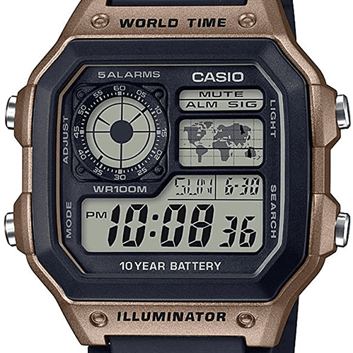 Casio Men's World Time Multifunction Watch AE1200WH-1CV 