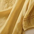 thumbnail image 4 of Women's Embroidered Blouse Cotton Linen Lantern Sleeve Peasant Boho Mexican Tunic Top Casual Baggy T Shirts Summer Holiday Shirts, 4 of 6