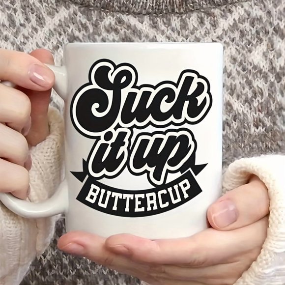 11Oz Pottery Coffee Cup for Older People-'Strength Sock, Margarita' with Easy Grip