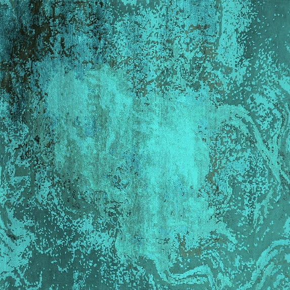 Ahgly Company Indoor Square Oriental Turquoise Blue Industrial Area Rugs, 5' Square