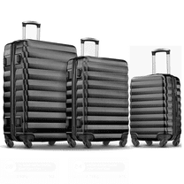 Gowill 3 Piece Luggage Sets 20"/24"/28" Lightweight Hardshell ABS Checked Suitcases with Spinner Wheels, Black
