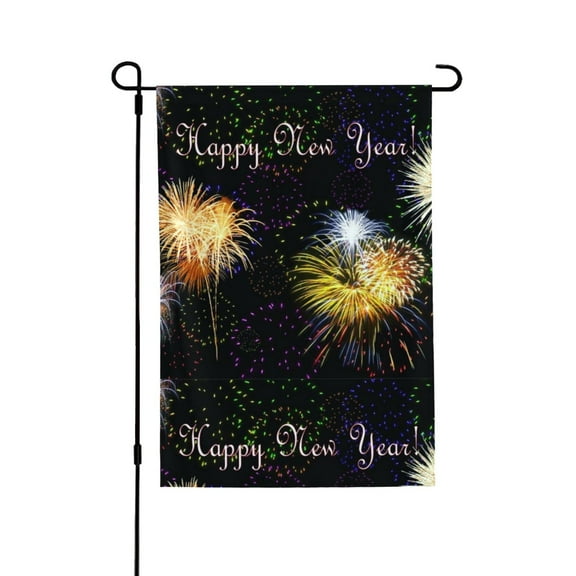 Firework Happy New Year Welcome Large House Flag Vertical Double Sided 28x40 Inches Yard Porch Outdoor Decor