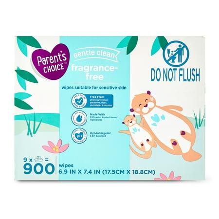 Parent's Choice Fragrance Free Baby Wipes, 900 Count (Select for More Options)
