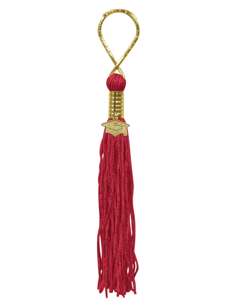 Beistle Pack of 6 Red Graduation Tassel with Cap Medallion Key Chains