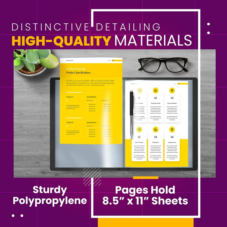 Classeur A4 Avec Pochettes En Plastique, Dossiers De Présentation Avec 30 Pochettes De Protection Transparentes, Livre De 60 Pages, Livre De Présentation Pour œuvres D'art, Classeur De Documents