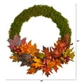 thumbnail image 2 of Nearly Natural 20in. Fall Maple Leaf and Berries Artificial Autumn Wreath, Orange, 2 of 4