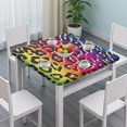thumbnail image 3 of Colorful and Black Of Leopard Print Square Fitted Tablecloth with Elastic Edge,Square Table Cover,Washable Elastic Table Cover for Home Kitchen Party Decor 34"x34", 3 of 6