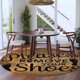 thumbnail image 3 of Round Rugs 5Ft, Please Remove Your Shoes Round Area Rug Washable Indoor Throw Carpet, Farmhouse Brown Wooden Grain Soft Non Slip Circle Rug for Cabinet Bathroom Home Decor Aesthetic, 3 of 8