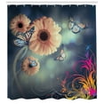 thumbnail image 3 of Ambesonne Spring Shower Curtain, Gerber Petals Butterflies, 69"Wx70"L, Blue Peach, 3 of 3