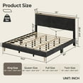 thumbnail image 3 of Bestier King Platform Bed with Adjustable Storage Headboard Shelf, LED Corduroy Upholstered Bed Frame, Black, 3 of 9