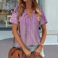 thumbnail image 4 of Purple Women's Short Sleeve T-shirt, Womens Tops Summer Short Sleeve V Neck Blouses Business Casual Loose Fit Tshirts Trendy Fashion Outfits,Women's Short sleeve T-shirt XXL, 4 of 4