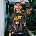 thumbnail image 2 of Uorisanigo Girls Half Zip Sweatshirt Oversized Long Sleeve Pullover Crop Tops for Teen Girl, Soft Kids Half Zip Mock Neck Pullover Jackets, Size 5-6(Baby Highland Cow Leopard Print), 2 of 7