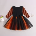 thumbnail image 4 of Toddler Baby Girl Halloween Dress Ghost Print Stripe Long Sleeve Tutu Skirt Mesh Mini Dress Clothe, 4 of 6
