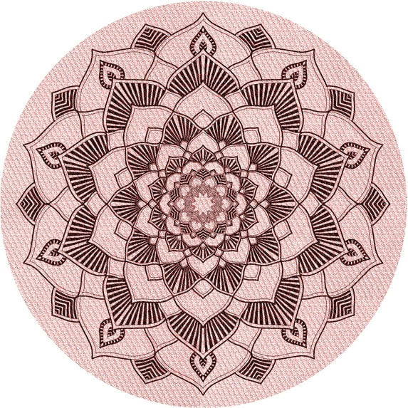 Ahgly Company Machine Washable Indoor Round Transitional Indian Red Area Rugs, 6' Round