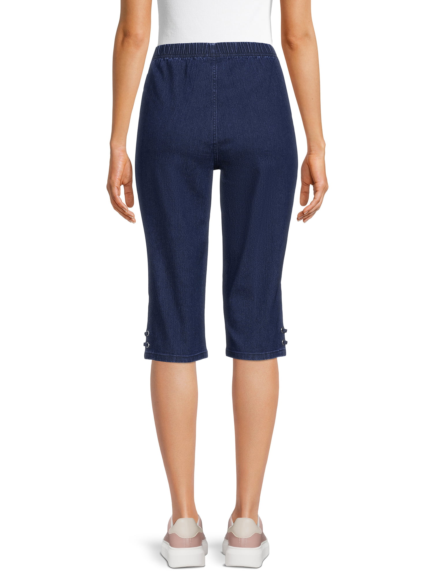 RealSize Women's 17 Pull On Stretch Capri Pants, Blue, XL (16-18)